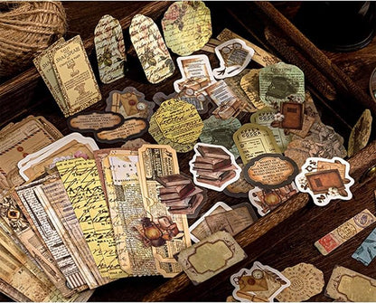 100PCS Vintage Journaling Scrapbooking Supplies Ephemera Pack for Junk Journal Planners Decoupage Paper Scrapbook Stickers Aesthetic Cottagecore Collage Craft Album (Notes)