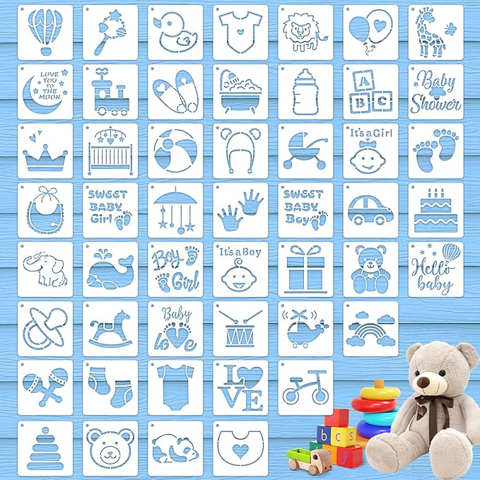 50 PCS Painting Stencils Reusable Stencils for Painting on Wood Rocks Canvas Fabric Glass Pottery 4x4 Inch