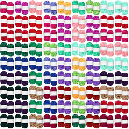 Nuogo 150 Rolls Acrylic Crochet Yarn Bulk 3300 Yards Knitting Acrylic Yarn Skeins Soft Mini Soft Crochet Skeins Multicolor for Knitting Handcraft Weaving Projecting Kit(Mixed Colors)