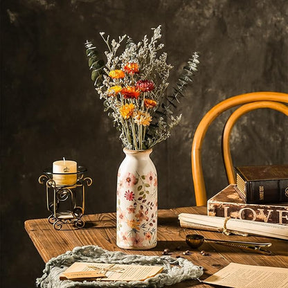 Dried Daisy Flower Bouquet with Eucalyptus, Babies Breath, Used for Home Farmhouse Decor, Table Decor Real Dried Flowers for vase, Gift for Mother Friend. 16.5 Inches