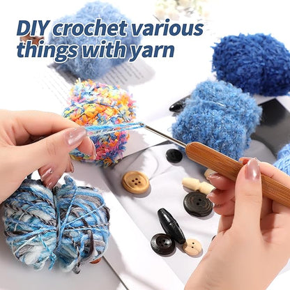 20 Pcs of 2-Yard Original Art Yarns - for DIY Art Yarns for Jewelry Making, Junk Magazines, Knitting, Crafts, Textile Decorative, Tassels, Vintage Yarn Card Making (Lake Blue)