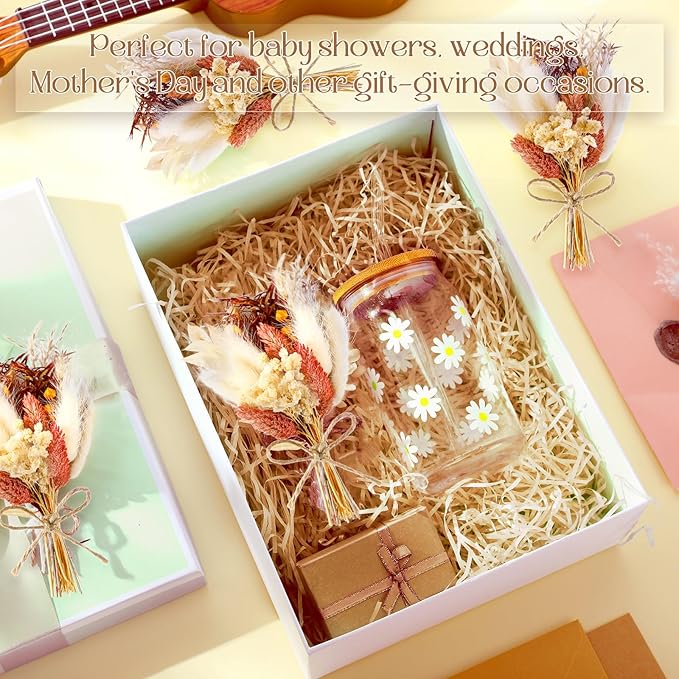 Nuanchu 12 Pcs Mini Dried Flower Bouquet 6" Natural Small Dried Flower with Stem for Birthday DIY Crafts Scrapbook Vase Boho Party Plates Cake Bridesmaid Gifts Card Envelope Decor(Fall)