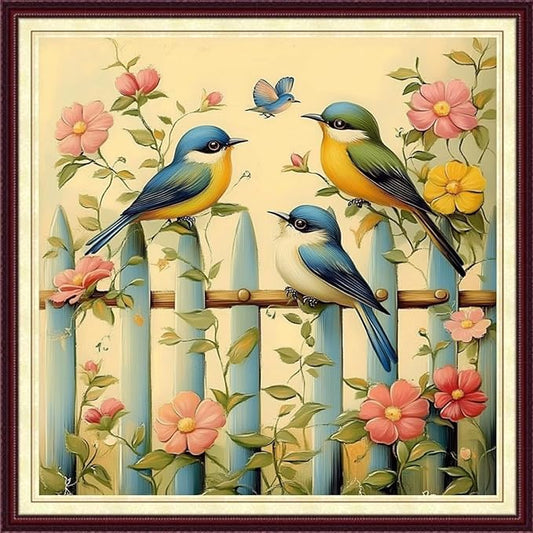 DMCCRAFT Stamped Cross Stitch Kits for Adults 11CT Printed Cross-Stitch Patterns Embroidery Kits Easy Cross Stitching Needlepoint Kits&Little Bird on The Lanshan Mountain 18x18 inch