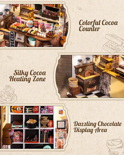 Rolife DIY Miniature House Kit Henry's Chocolate Shop, Tiny House Book Nook for Bookshelf Decor, 3D Puzzles Model Building Kits for Teens, Birthday Gifts/Craft Kits for Girls Boys (Henry's Chocolate)