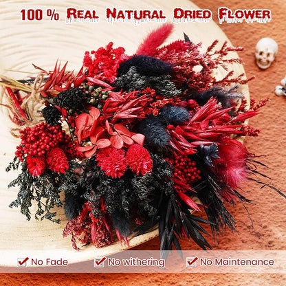 10/12/24/36 Pack Mini Dried Flowers for Vase Wedding Various Mini Bouquet Dried Small Wildflowers Natural Flowers Bulk for Crafts DIY Decor (12, Gothic Color)