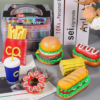 CiaraQ Polymer Clay Starter kit, Oven Baked Modeling Clay with Sculpting Tools, 36 Colors, 2.6 lbs