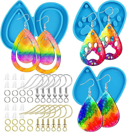 323 Pcs Resin Kits and Molds Complete Set, Resin Earring Mold, Earring Making Kit, Earring Hooks for DIY Resin Jewelry Molds Resin Casting with Earring
