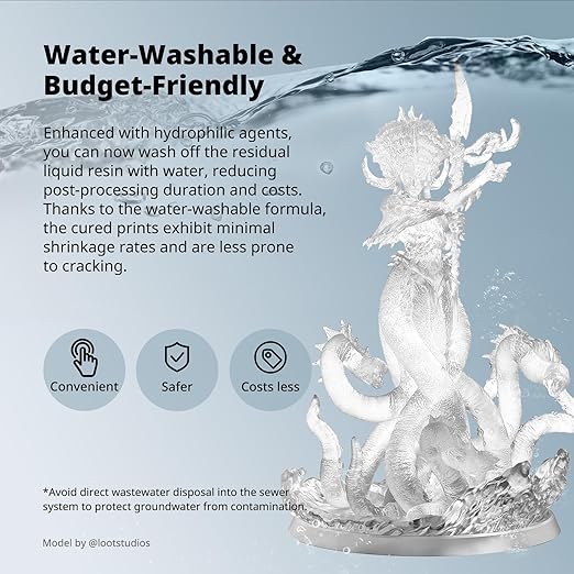 ANYCUBIC Water Washable ABS-Like Resin 3.0 Bundle, 3D Printer Resin, High Toughness and High Precision, Easy to Post-Process, Low Odor, Wide Compatibility for All LCD 3D Printers (Clear, 4kg)