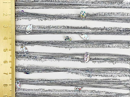Artisanal Yarn Collection Multifiber Multicolored Fancy Yarn with Laser Sequins for Knitting Crocheting Crafts DIY, Set of 3 Rolls (Laser Silver)