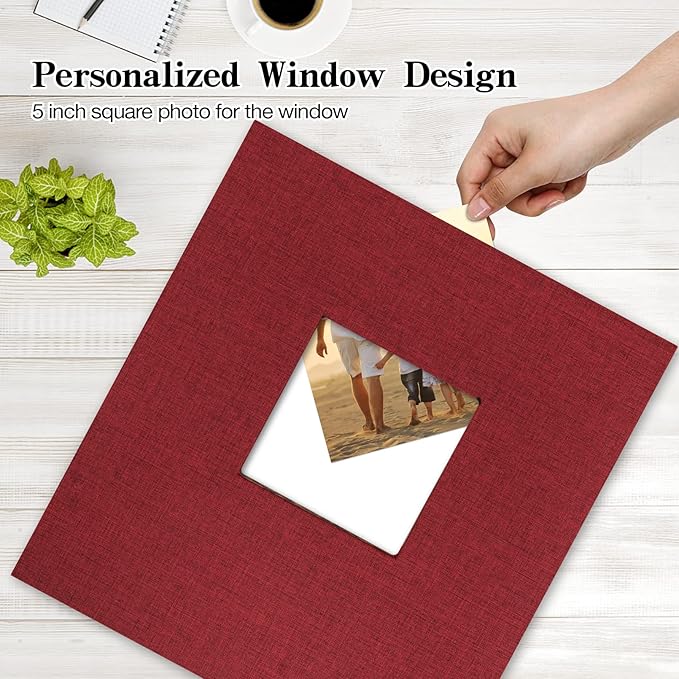 potricher Linen Hardcover Photo Album 4x6 1000 Photos Large Capacity for Family Wedding Anniversary Baby Vacation (Red, 1000 Pockets)