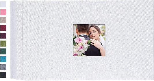 Mublalbum Small Photo Album 4x6 100 Photos Linen Cover Picture Book with Horizontal Pockets for Wedding Family Anniversary and Baby (White)