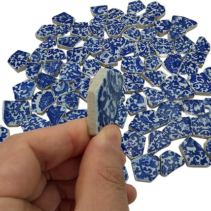 1.1 LB Porcelain Ceramic Mosaic Tiles,Broken Irregular Mosaic Tiles for DIY Craft Floor,Kitchen,Pool, Flower Pots Mosaic Making Supplies (Porcelain 06)