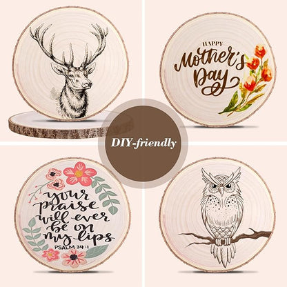 8Pcs 10-12 Inches Wood Slices Large Wood Rounds Centerpieces for Tables Rustic Round Wooden Discs