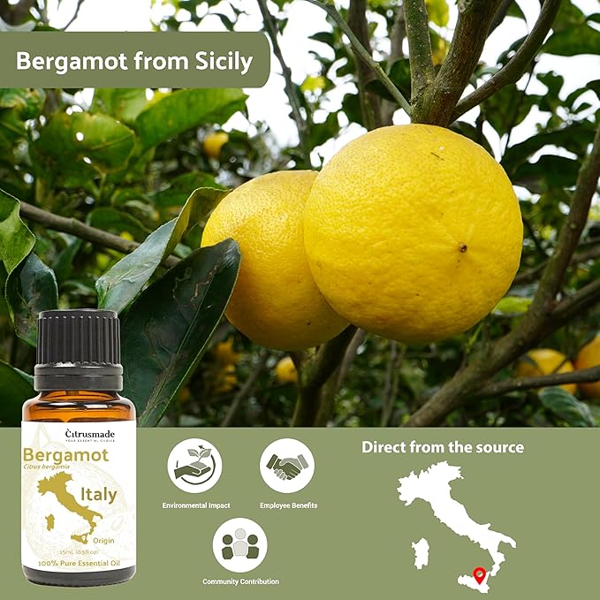 Nature Packaged Bergamot Essential Oil - Direct from Citrusmade in Sicily- Pure Essential Oil for Diffusers and Aromatherapy | 100% Pure Therapeutic Grade (22lbs)
