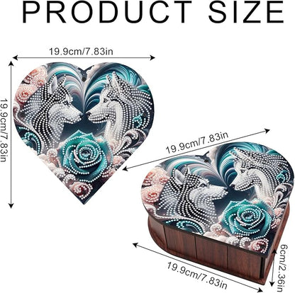 DIY Diamond Painting Kit Storage Box, Rose Wolf Dog Diamond Decorative Craft Heart Shaped Kit, Desktop Item Storage, Multifunctional Creative Craft Gift