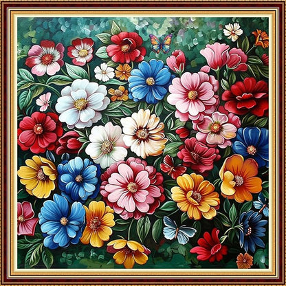 DMCVIVR Stamped Cross Stitch Kits for Adults Beginners Embroidery Kits 11CT Needlepoint Kits Cross Stitch Patterns Embroidery Patterns-Colorful Flower Butterfly Flower Street Iron Tower 18x18 inch