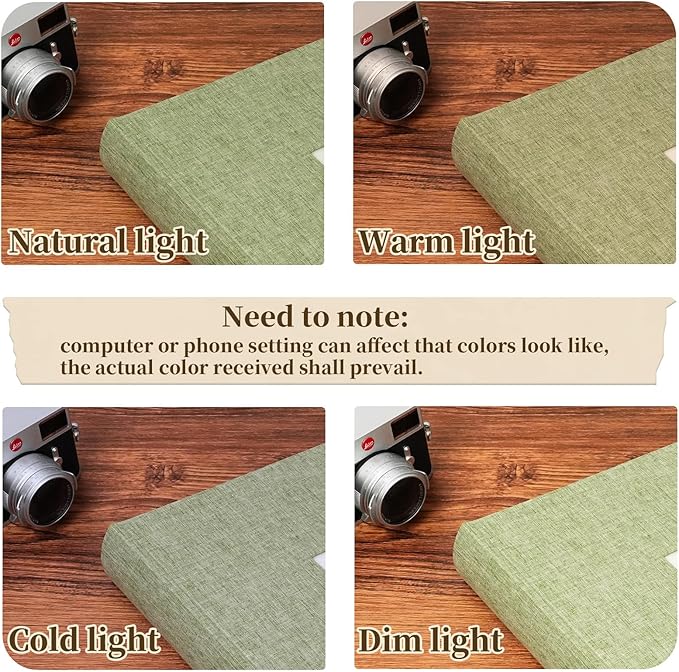 Vienrose Scrapbook Album 12" x 12", Large Linen Photo Album with Writing Space, DIY Scrapbook Supplies for Wedding, Baby, Family Memories & Travel (30 sheets / 60 pages, Grass Green)