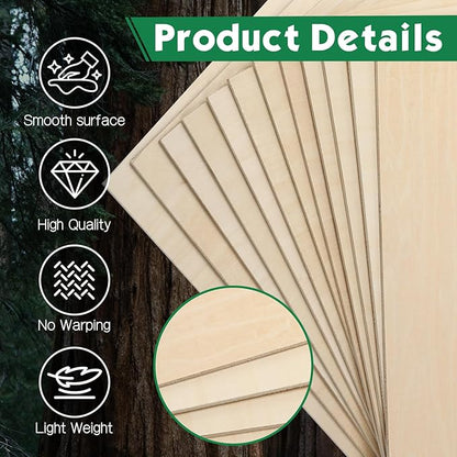 36 Pack 12x12 Basswood Sheets 1/8 Inch, Unfinished Wood for Crafts, Basswood for Laser Cutting & Engraving, Wood Burining, Basswood Plywood Sheets for Architectural Models.