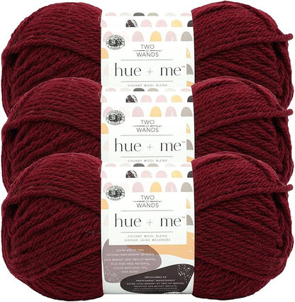 Lion Brand Yarn, Hue + Me Chunky Yarn for Crocheting, Knitting, and Crafts, Gamay, 3 Pack