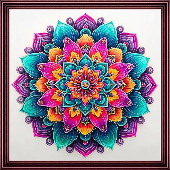 DMCCRAFT Stamped Cross Stitch Kits for Adults 11CT Printed Cross-Stitch Patterns Embroidery Kits Easy Cross Stitching Needlepoint Kits Crossstitch-Colorful Mandala 18x18 inch