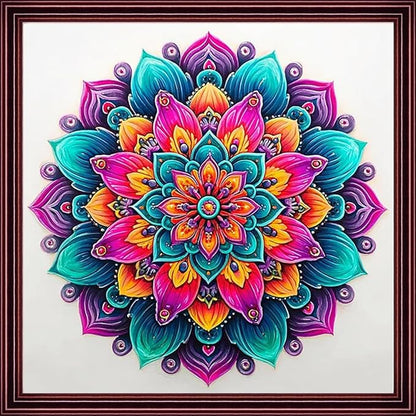 DMCCRAFT Stamped Cross Stitch Kits for Adults 11CT Printed Cross-Stitch Patterns Embroidery Kits Easy Cross Stitching Needlepoint Kits Crossstitch-Colorful Mandala 18x18 inch