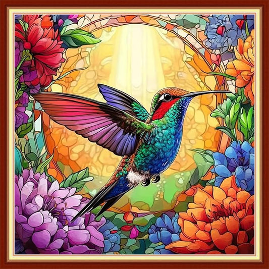 DMCVIVR Stamped Cross Stitch Kits for Beginners Adults Needlepoint Kits for Beginners Embroidery Kits for Adults Crossstitch Kit for Beginners 11CT-Hummingbirds Collect Honey 18x18 inchs
