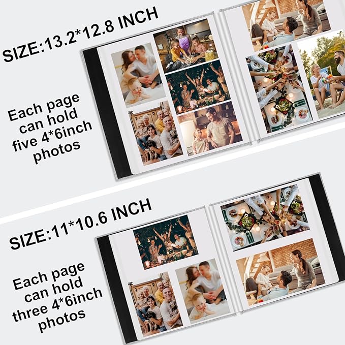 Zesthouse Photo Album Self Adhesive Pages, 60 Pages Magnetic Scrapbook Albums with Sticky Page, Photos Album Holds 8x10 & 5X7 & 4x6 & 6x8 & 3x5, Large Picture Book Ideal Gift for Family Wedding Baby