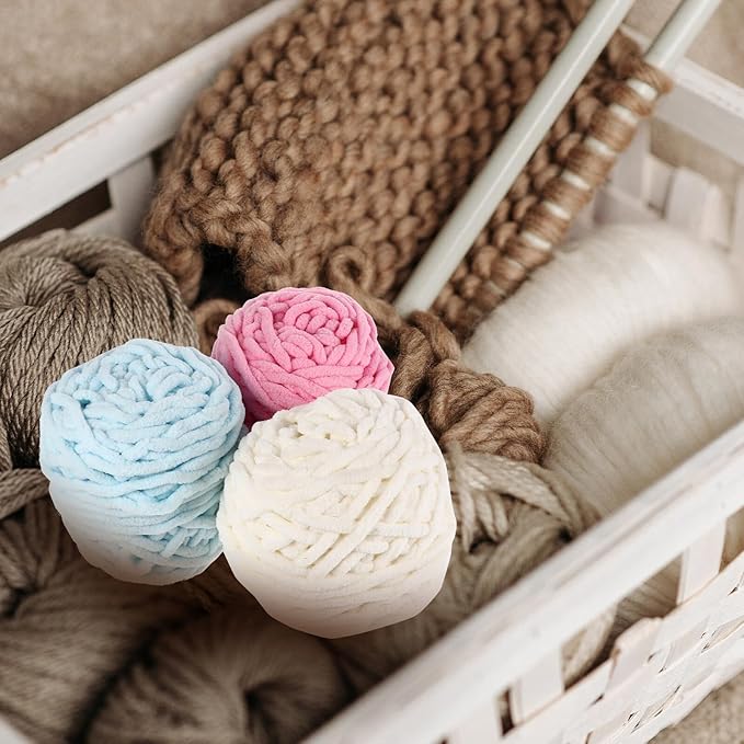 Zerodeko 3 Pcs Woolen Yarn DIY Handcrafts Materials Comfortable Cotton Blend Knitting Wool for Sweaters Scarves Hats Craft Supplies in Pink