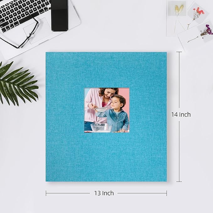 Mublalbum Photo Album 4x6 600 Photos Linen Cover Large Picture Book Holds Horizontal and Vertical Pockets for Wedding Family Anniversary and Baby (Blue)