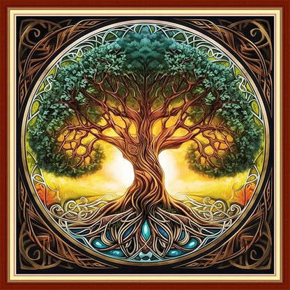 Magxvouy Cross Stitch Kits Stamped Full Range of Embroidery Kits,Cross Stitch Patterns Needlework Kits for Beginners 11CT Printed Kits&Magic Tree 18x18 inch