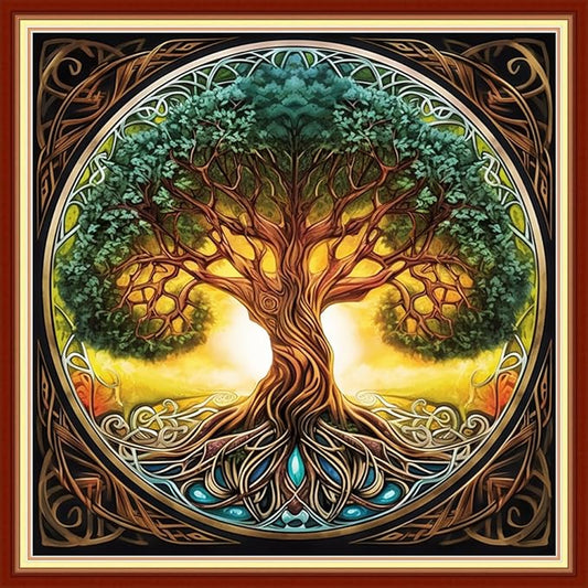 Magxvouy Cross Stitch Kits Stamped Full Range of Embroidery Kits,Cross Stitch Patterns Needlework Kits for Beginners 11CT Printed Kits&Magic Tree 18x18 inch