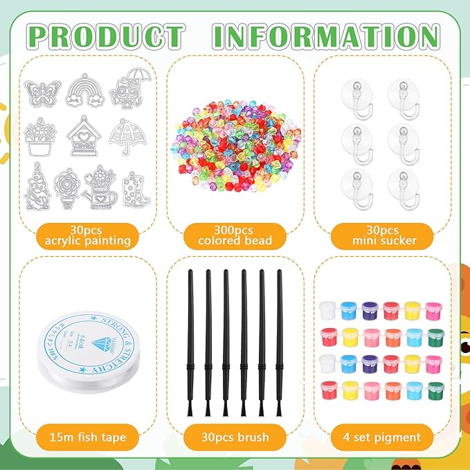 WinnerWhy 30 Sets Spring Suncatchers Window Art Kits, DIY Sun Catchers Bulk Crafts Paint Your Own Window Ornaments for Adult Home Birthday Activity Party Decor
