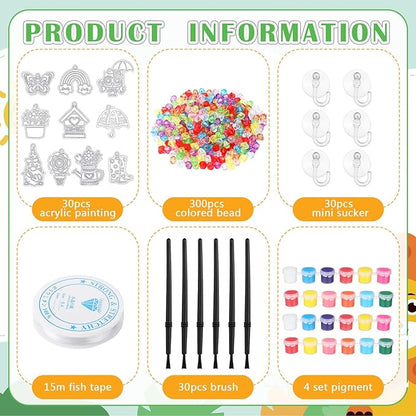 WinnerWhy 30 Sets Spring Suncatchers Window Art Kits, DIY Sun Catchers Bulk Crafts Paint Your Own Window Ornaments for Adult Home Birthday Activity Party Decor