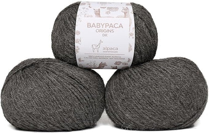Origins - 100% Baby Alpaca Yarn Wool Set of 3 Skeins (150 Grams) DK Weight Made in Peru Natural Colors (Undyed) Heavenly Soft Perfect for Knitting and Crocheting (Mountain Fog, Origins 3 Skeins DK)