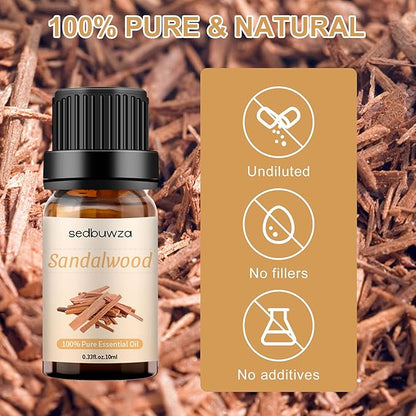 Sedbuwza Sandalwood Essential Oil, Pure Organic Sandalwood Fragrance Oil for Diffuser, Humidifier, Soap, Candle, Perfume