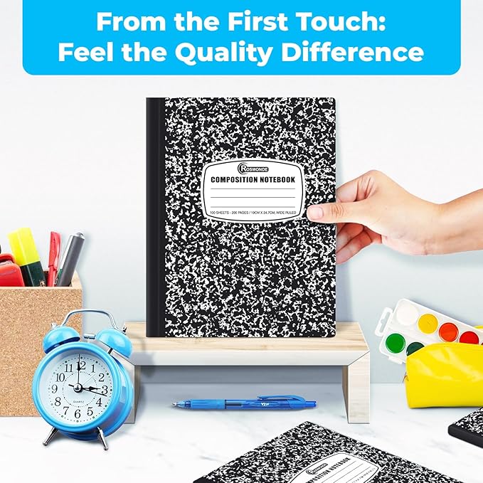 Rosmonde 1000 Pack (Pallet) Composition Notebooks Bulk, Wide Ruled, Pallet of Notebooks, 200 Pages (100 Sheets), 9-3/4 x 7-1/2, Bulk Notebooks for School, Bulk Office Notebooks, 4-7 Days Transit