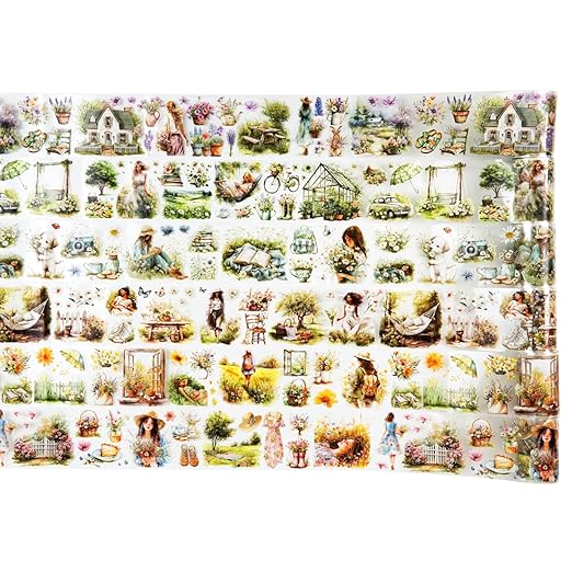 AuriicLeaf Camping PET Tapes Set, 6 Rolls of Nature Ephemera for Junk Journaling, Scrapbooking, Crafting, DIY Projects, Diaries, and Art Supplies