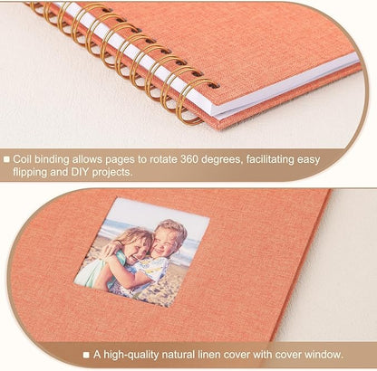 Scrapbook Photo Album 10x10 Inches 40 Pages Hardcover Kraft Paper Linen Cover Scrap Book Memory Book DIY Scrapbook Albums for Wedding Baby Boyfriend Travel Anniversary Family, Orange