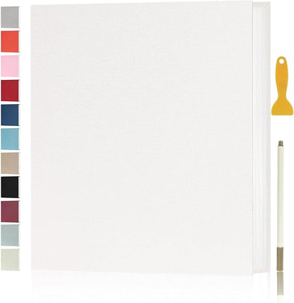 Aenbuslm Photo Album Self Adhesive Pages for 4x6 5x7 8x10 Pictures Scrapbook Magnetic Photo Albums with Sticky Pages Books with A Metallic Pen for Baby Wedding Family 13.2x12.8 White 60 Pages