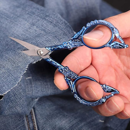 YOUGUOM Embroidery Scissors, Small Sharp Pointed Detail Shears for DIY Craft Needlework Yarn Sewing Cross Stitch Thread Cutting Handicraft Tool, 4.6in Blue Little Bird