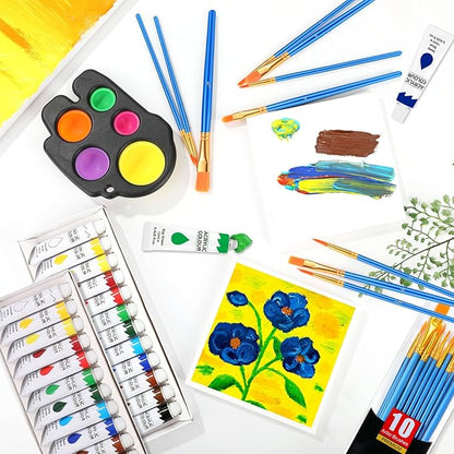 ESRICH Acrylic Paint Set 12 Colors (2 Pack) With 20 Paint Brushes, 24 Acrylic Paints for Adults, Beginner, Professional Artists, Non-Toxic Craft Paint kit for Paper, Canvas, Rock,Wood, Ceramic