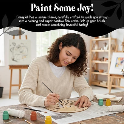 Unwynd Boho Wall Art – Paint & Knot Craft Kit – Paint 10" MDF Round Cutout and Learn Beautiful Macrame Knots, Creative Craft Activity for Adults, Ideal for Home Decoration, Perfect Creative Gift for Adults and Teens