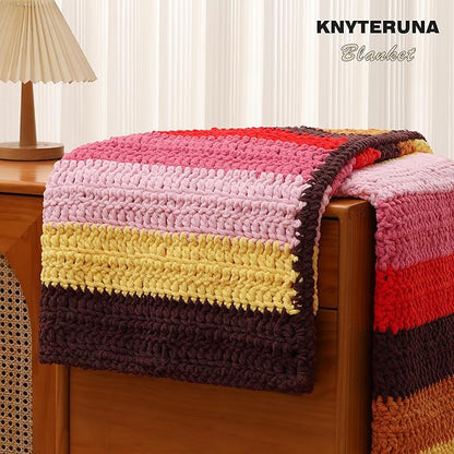 #6 Super Bulky Blanket Yarn for Crocheting - 4 Skeins(Each 10.5oz/300g, 220yds/201m), Chunky Chenille Thick Plush Big Soft Yarn for Crocheting Knitting Blankets, Pink