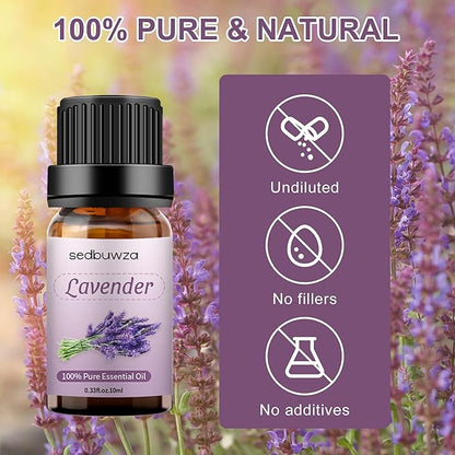 Sedbuwza Lavender Essential Oil, Pure Organic Lavender Fragrance Oil for Diffuser, Humidifier, Soap, Candle, Perfume