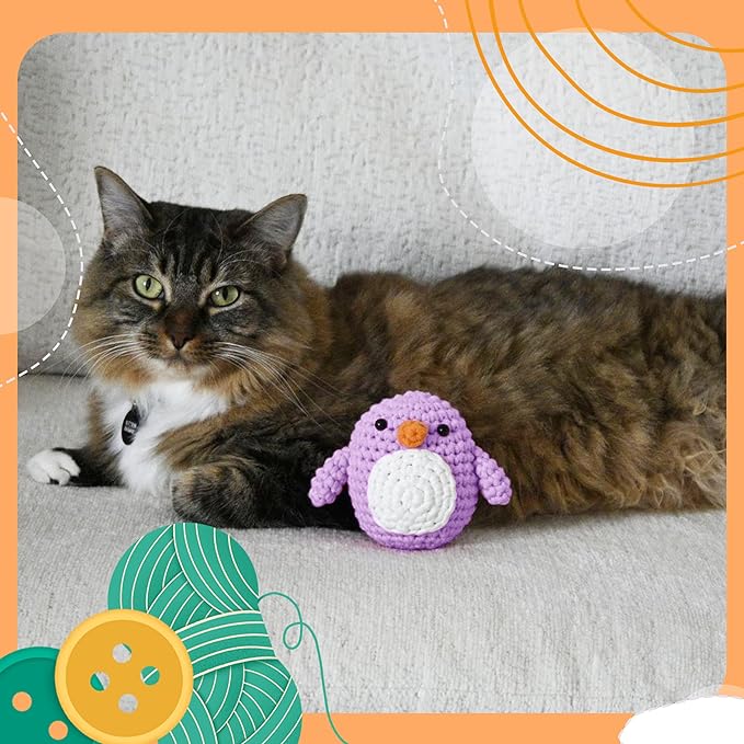 Penguin Crochet Kit | for Beginners, Couples, Date Night, Teen, Adults, Anime, & Animal Lovers | DIY Gift Kit | Instructions, Yarn, Hook, Pattern, Video & Written Tutorial | Arts & Crafts for Adults