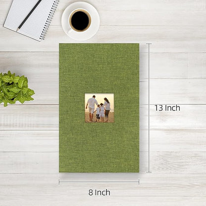 potricher Small Photo Album 4x6 300 Photos Linen Cover Picture Photo Book for Family Wedding Anniversary Baby Vacation (Green,300 Pockets)