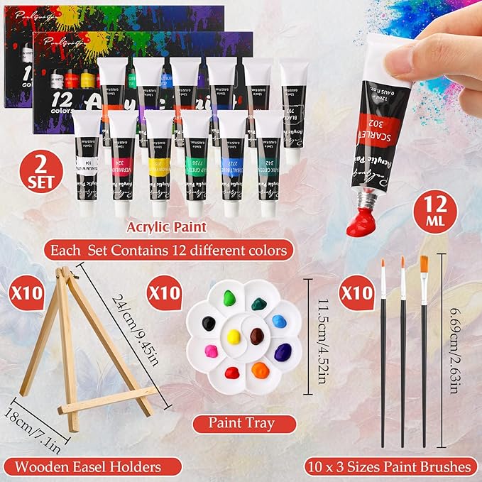 Ctosree 72 Pcs Flower Lady Paint and Sip Kit for Adults 8'' x 10'' Pre Drawn Canvas for Painting DIY Pre Printed Canvas for Party Favor Afro Acrylic Painting Kit Wood Easel Brushes Date Night Bulk