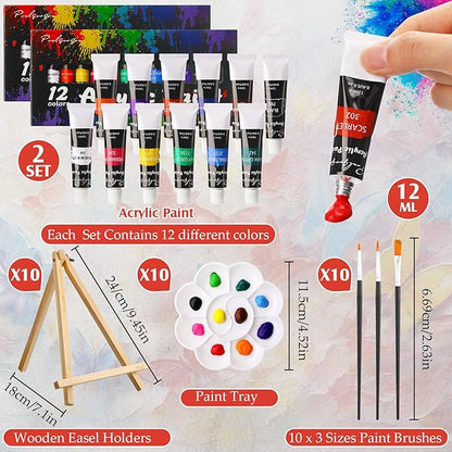 Ctosree 72 Pcs Flower Lady Paint and Sip Kit for Adults 8'' x 10'' Pre Drawn Canvas for Painting DIY Pre Printed Canvas for Party Favor Afro Acrylic Painting Kit Wood Easel Brushes Date Night Bulk