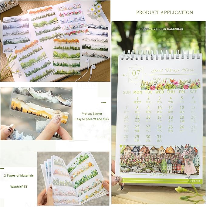 20Sheets Pre-Cut Scrapbooks Stickers Books, Nature Mountains Forests Trees Stickers for DIY Craft, Planners, Journal, Notebook, Laptop, Cell Phone, Calendars, Wedding