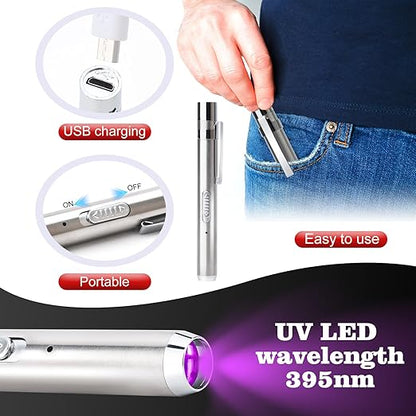 UV Resin Kit with UV Light, 60g 5-Second Cure Transparent UV Glue with Rechargeable UV Flashlight, Fast Curing Resin for Plastic Welding, Jewelry Bonding, Acrylic, Craft Projects, Glass Repair